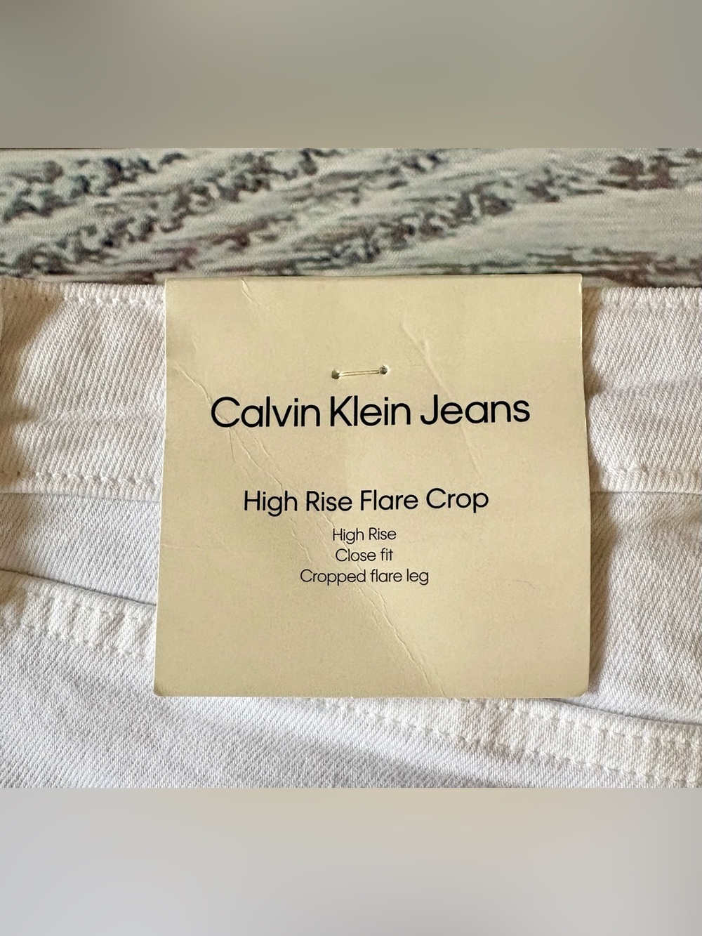 NWT Calvin Klein High Rise Flare Crop Jeans White Stretch Size 26 - Picture 13 of 16